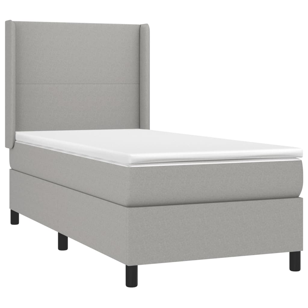 Sommier à lattes de lit et matelas Gris clair 90x190 cm Tissu - XIOS