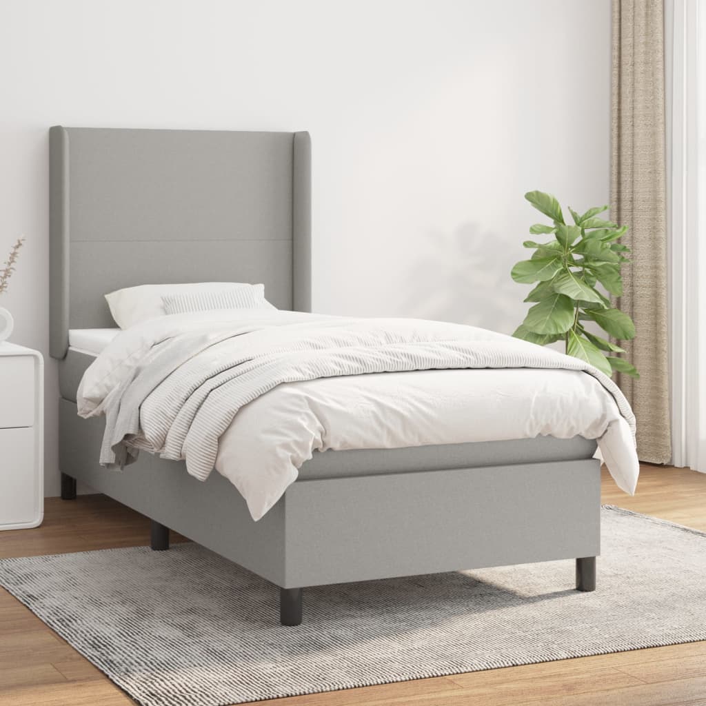 Sommier à lattes de lit et matelas Gris clair 90x190 cm Tissu - XIOS