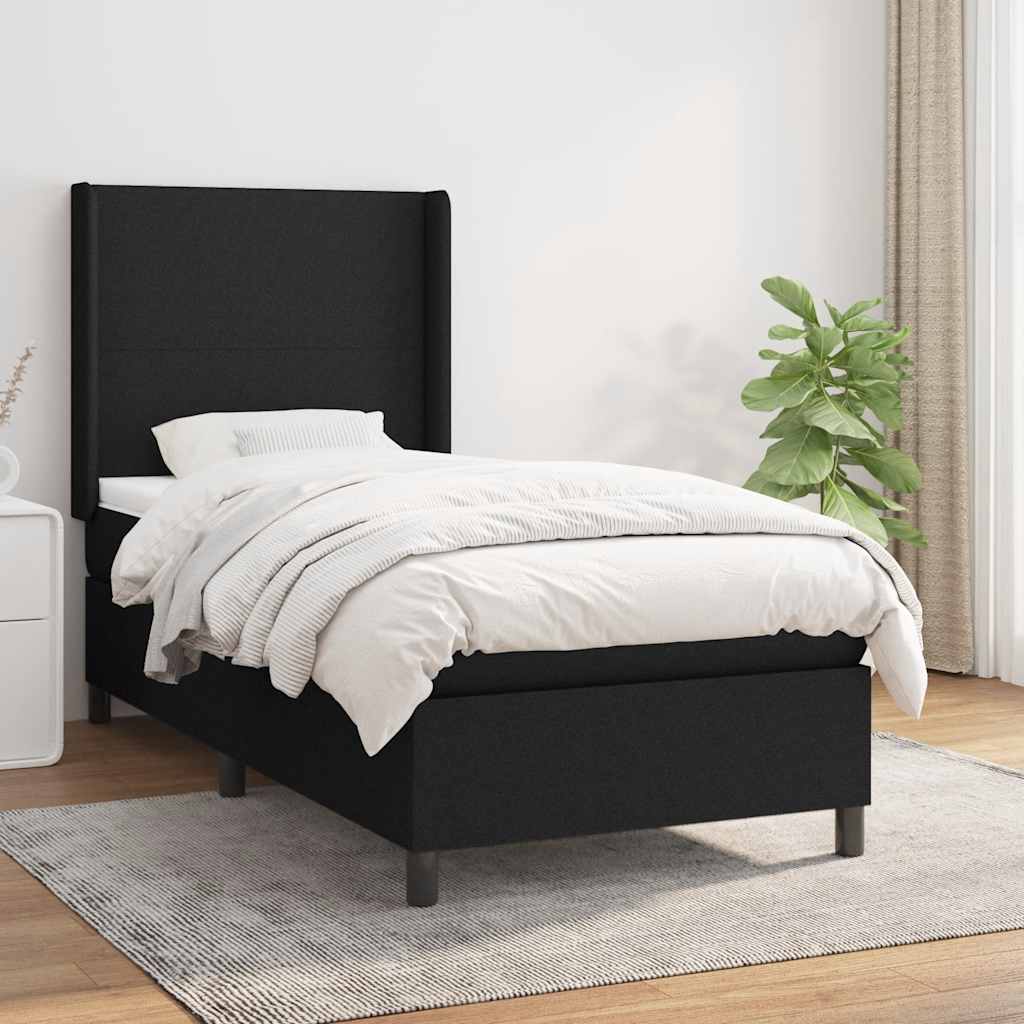 Sommier à lattes de lit avec matelas Noir 90x190 cm Tissu - XIOS