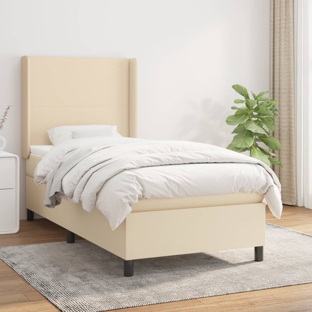 Sommier à lattes de lit avec matelas Crème 90x200 cm Tissu - XIOS