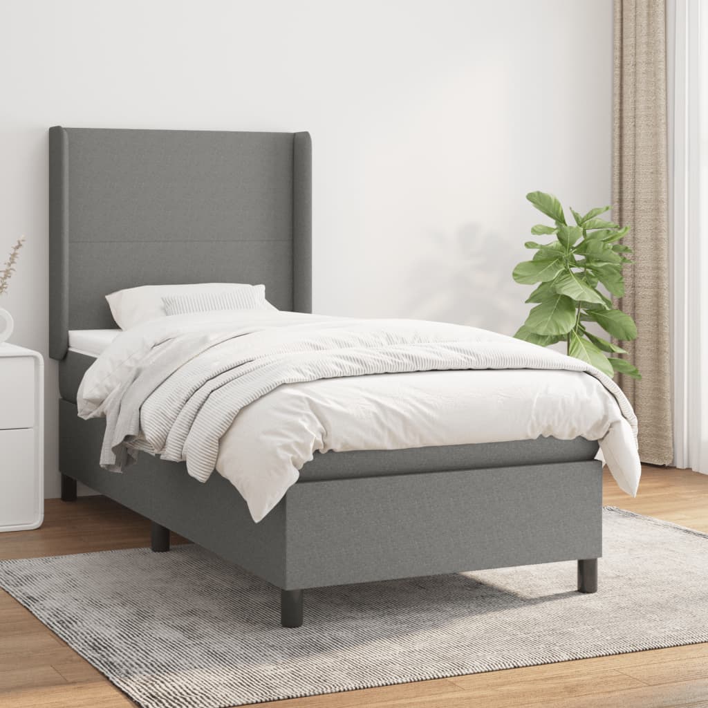 Sommier à lattes de lit avec matelas Gris foncé 100x200cm Tissu - XIOS