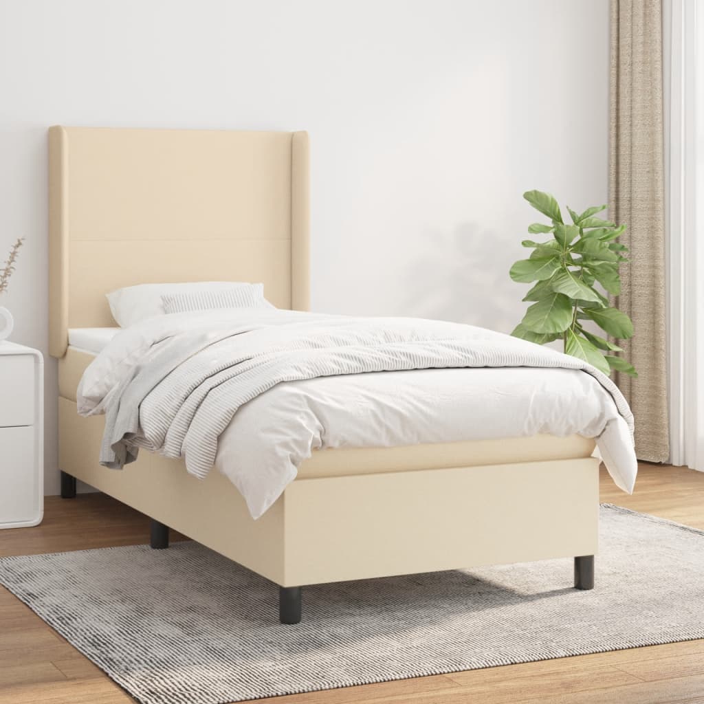 Sommier à lattes de lit avec matelas Crème 100x200 cm Tissu - XIOS