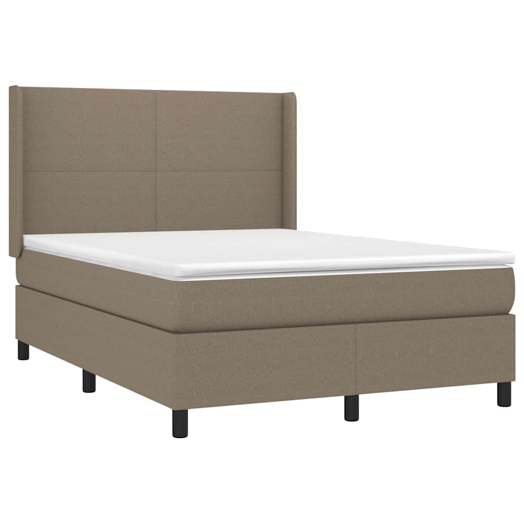 Sommier à lattes de lit avec matelas Taupe 140x190 cm Tissu