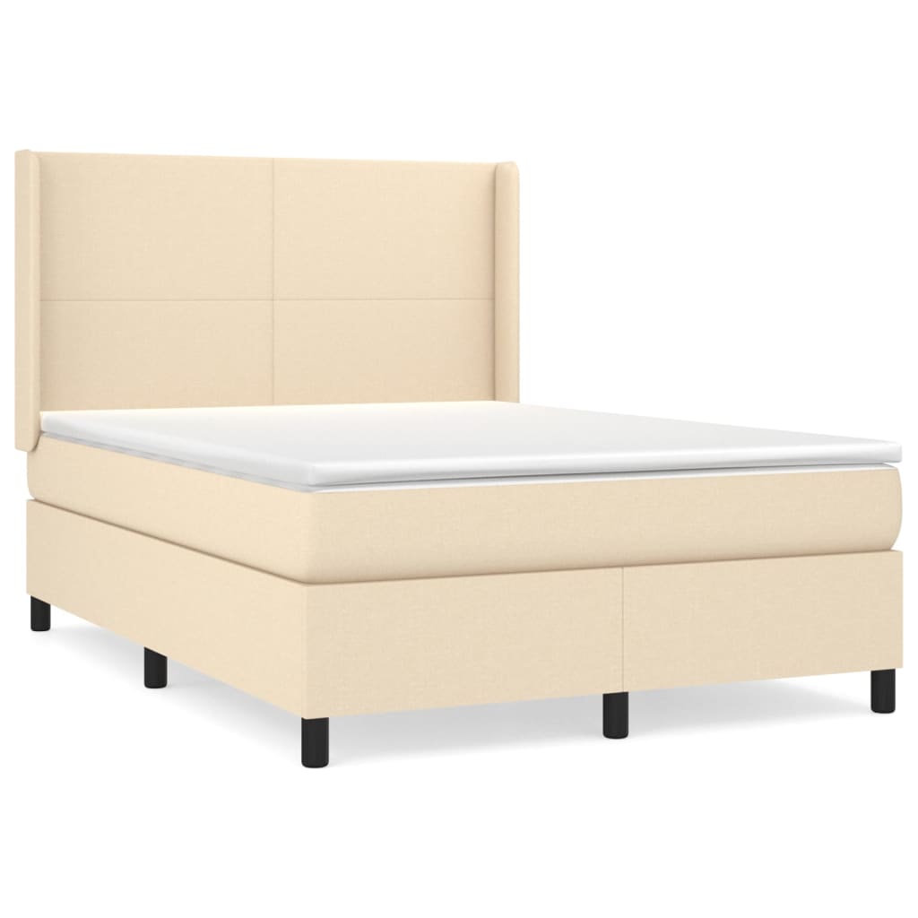 Sommier à lattes de lit avec matelas Crème 140x190 cm Tissu