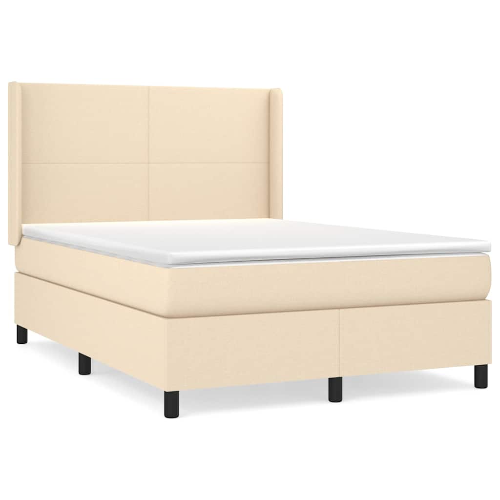 Sommier à lattes de lit avec matelas Crème 140x190 cm Tissu