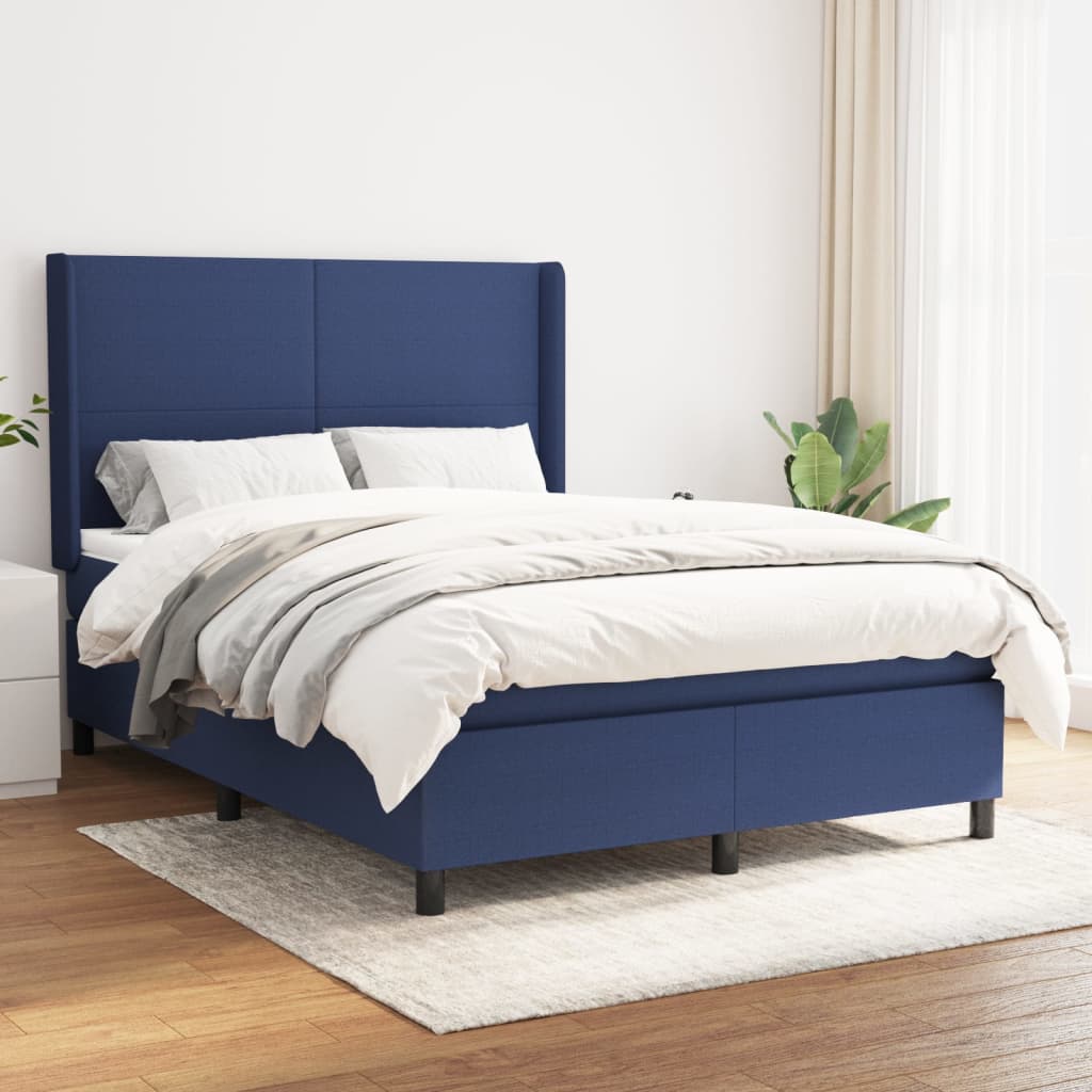 Sommier à lattes de lit avec matelas Bleu 140x190 cm Tissu - XIOS
