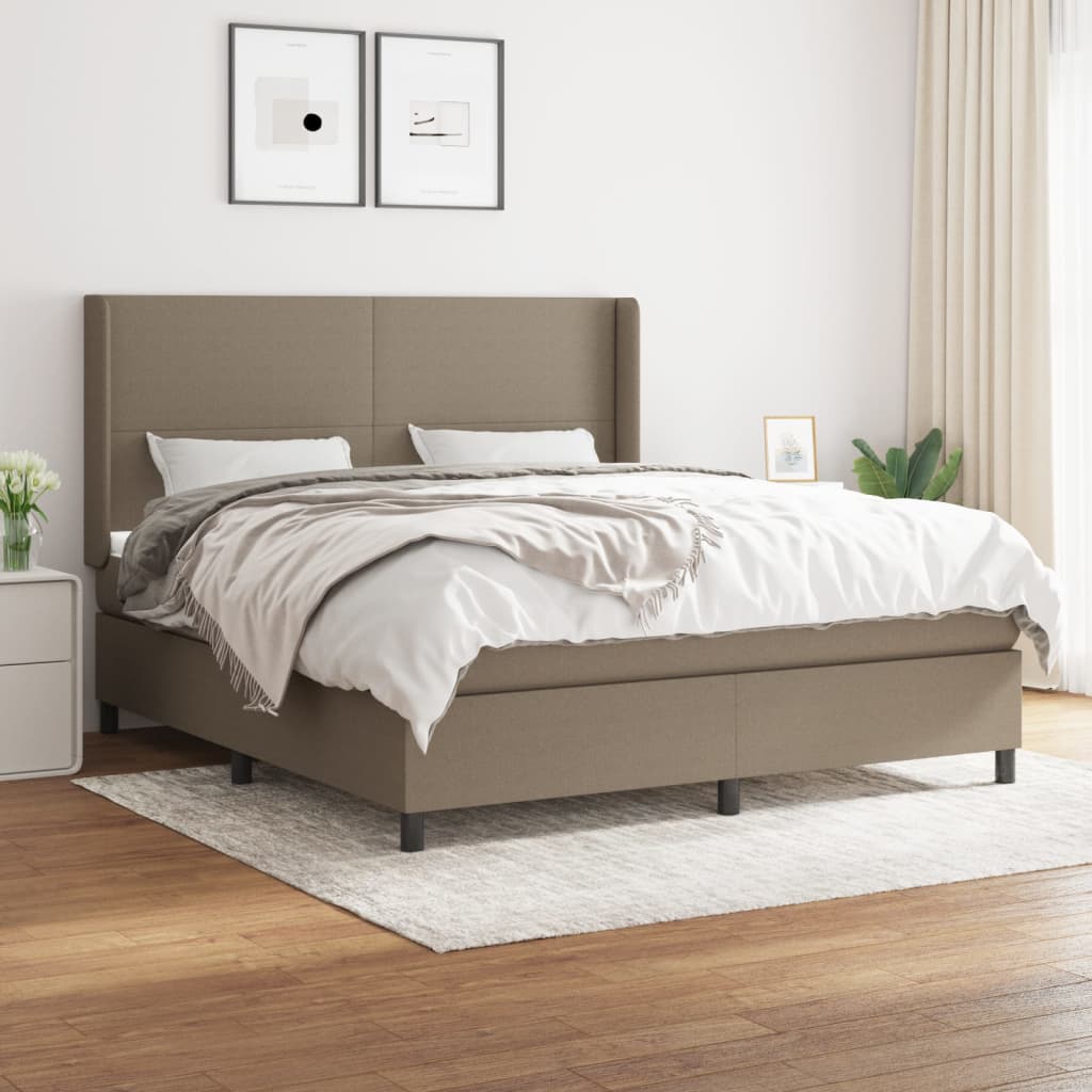 Sommier à lattes de lit avec matelas Taupe 160x200 cm Tissu - XIOS