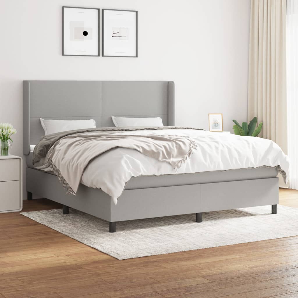 Sommier à lattes de lit avec matelas Gris clair 180x200cm Tissu