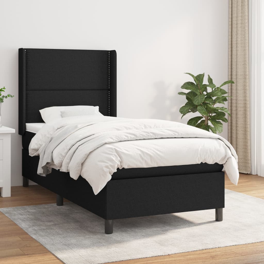Sommier à lattes de lit et matelas Noir 80x200 cm Tissu - XIOS
