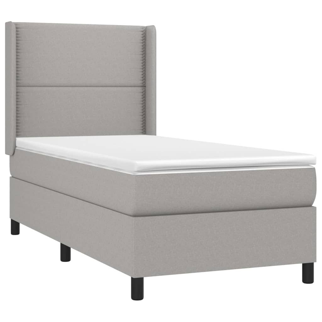 Sommier à lattes de lit et matelas Gris clair 90x190 cm Tissu - XIOS