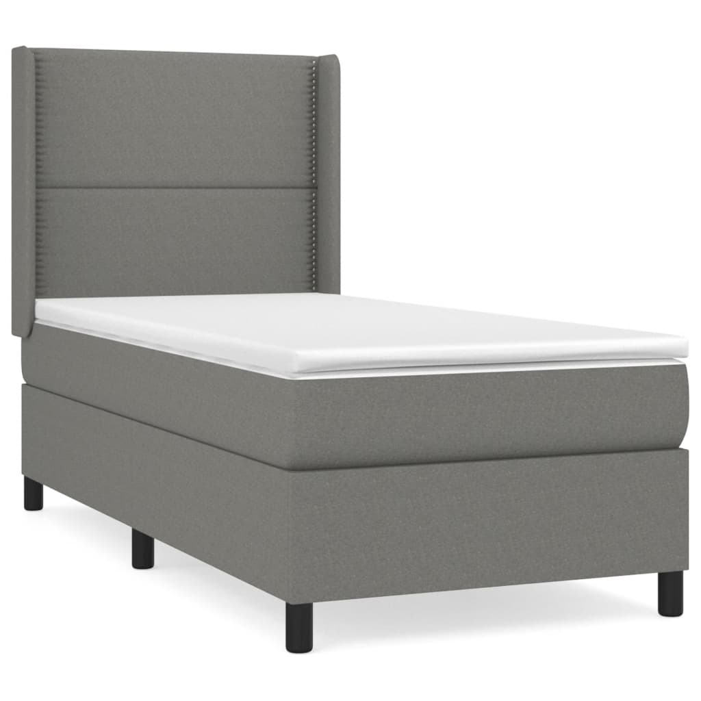 Sommier à lattes de lit avec matelas Gris foncé 90x200 cm Tissu - XIOS