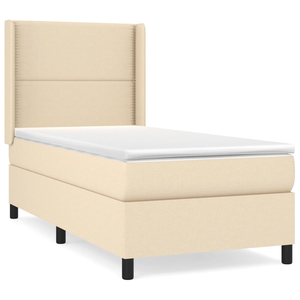 Sommier à lattes de lit avec matelas Crème 100x200 cm Tissu - XIOS