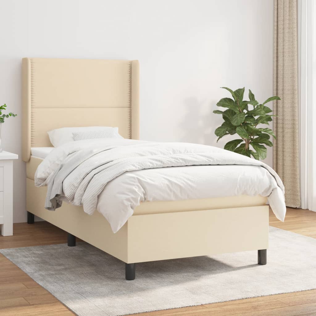 Sommier à lattes de lit avec matelas Crème 100x200 cm Tissu - XIOS