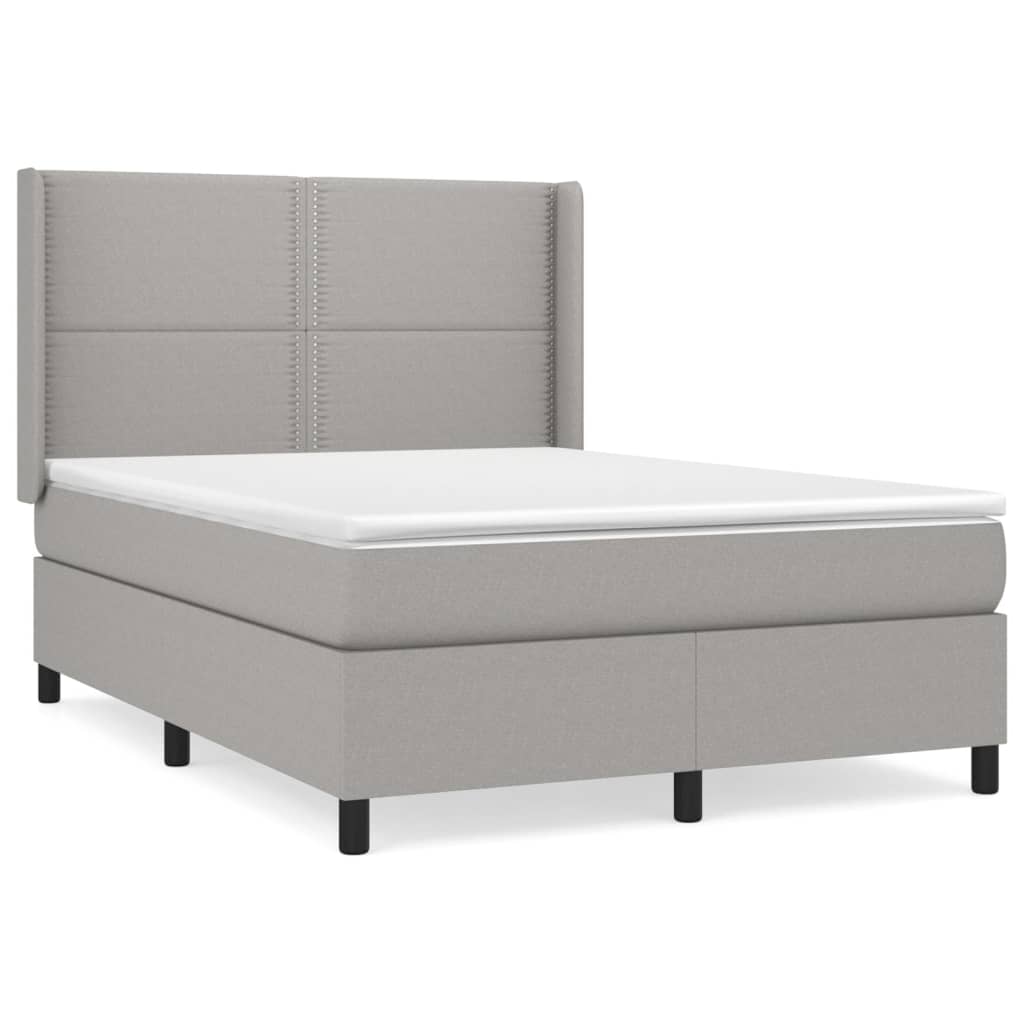 Sommier à lattes de lit avec matelas Gris clair 140x190cm Tissu - XIOS