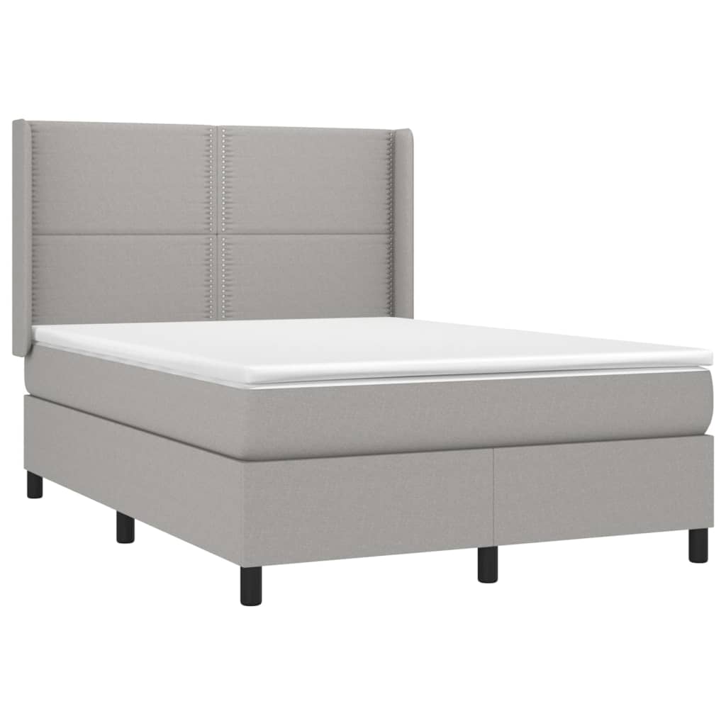 Sommier à lattes de lit avec matelas Gris clair 140x200cm Tissu - XIOS