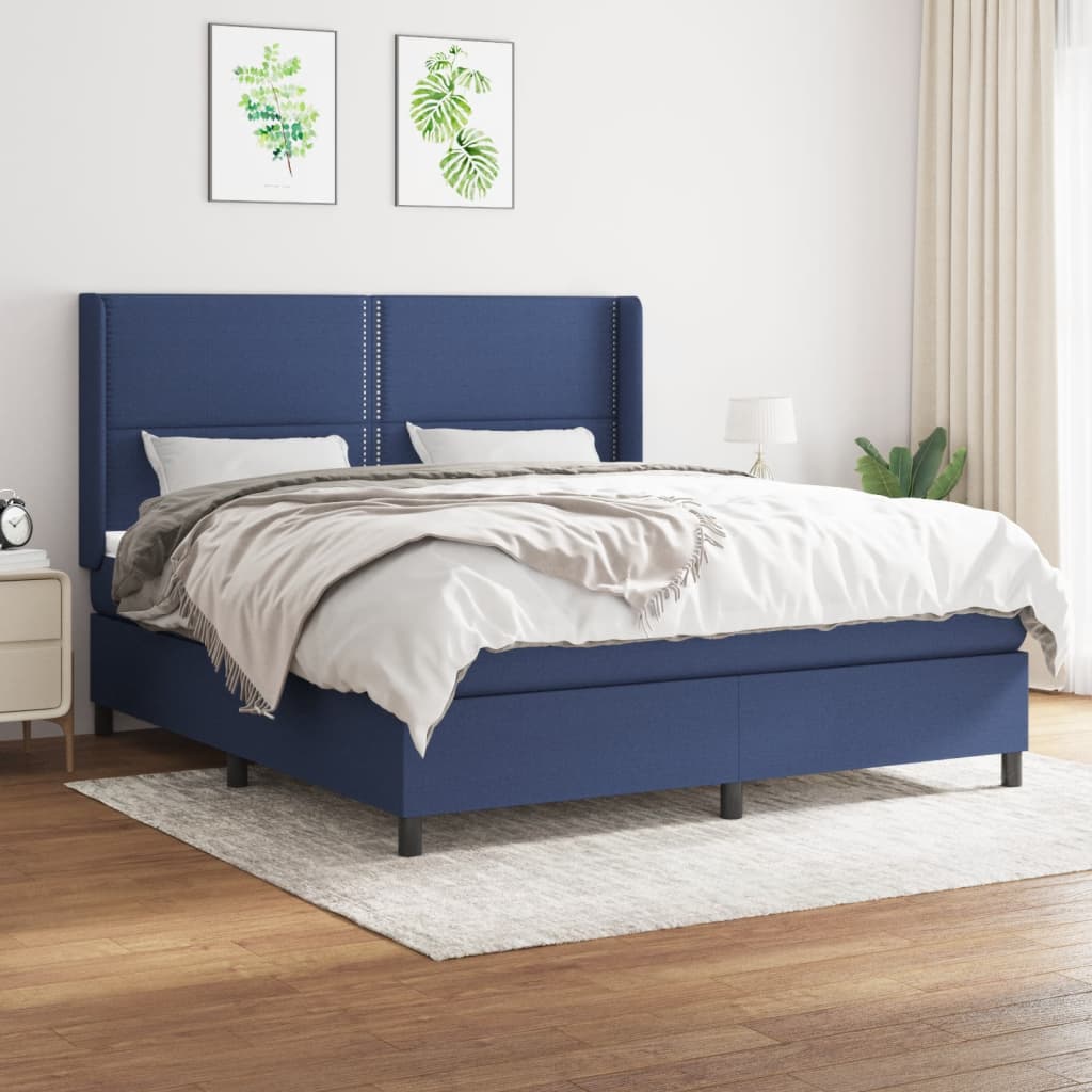 Sommier à lattes de lit avec matelas Bleu 180x200 cm Tissu - XIOS