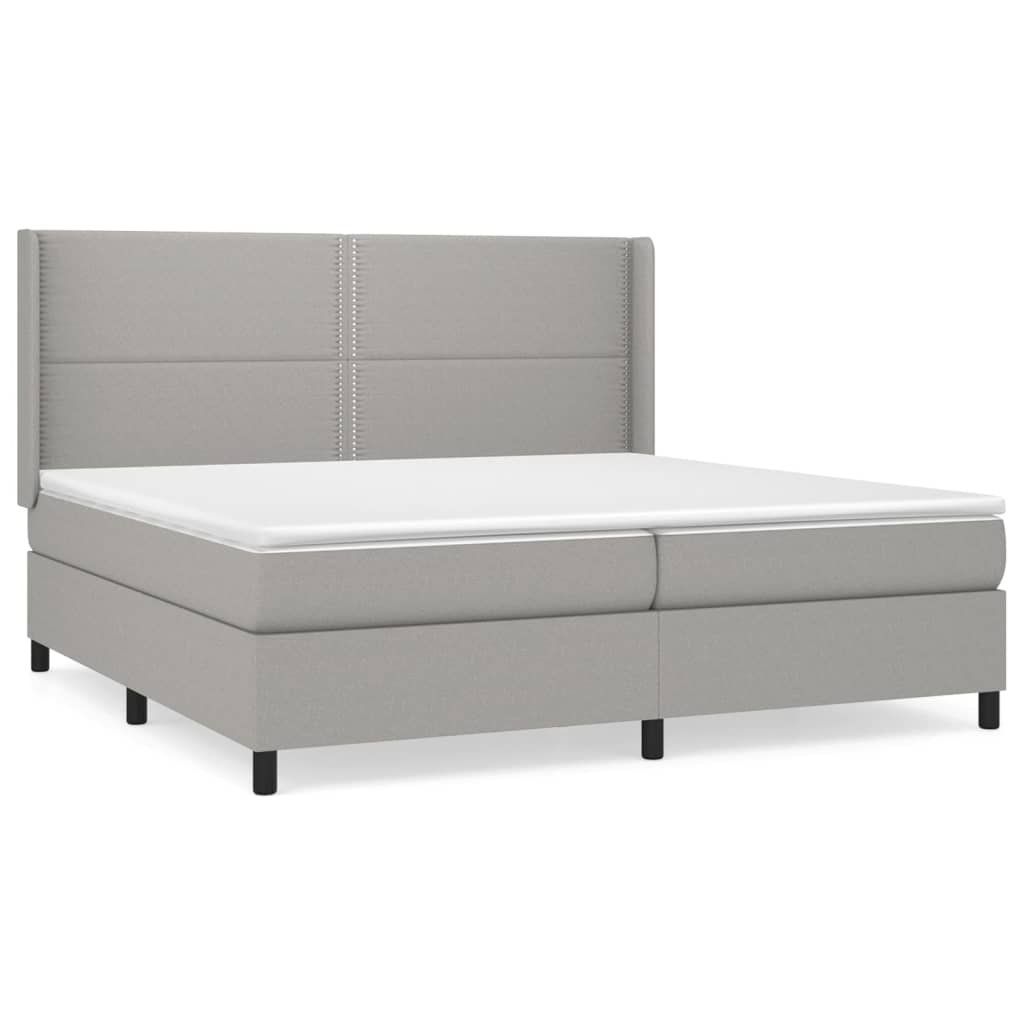 Sommier à lattes de lit avec matelas Gris clair 200x200cm Tissu - XIOS