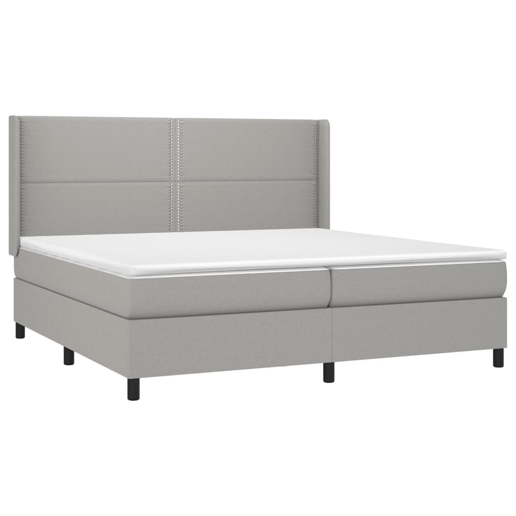 Sommier à lattes de lit avec matelas Gris clair 200x200cm Tissu - XIOS