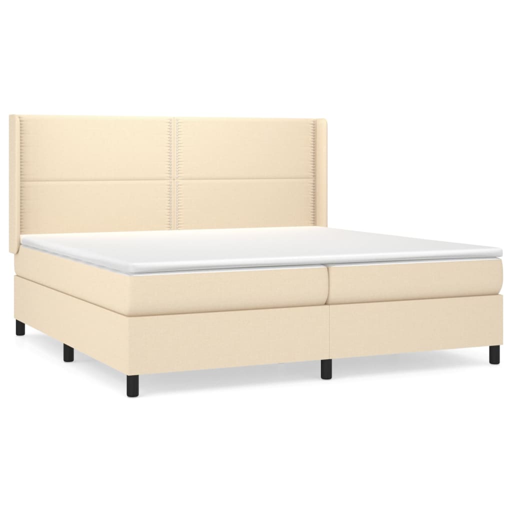Sommier à lattes de lit avec matelas Crème 200x200 cm Tissu - XIOS