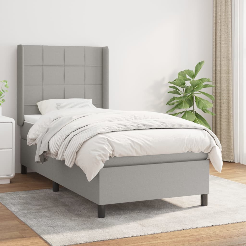 Sommier à lattes de lit avec matelas Gris clair 80x200 cm Tissu - XIOS