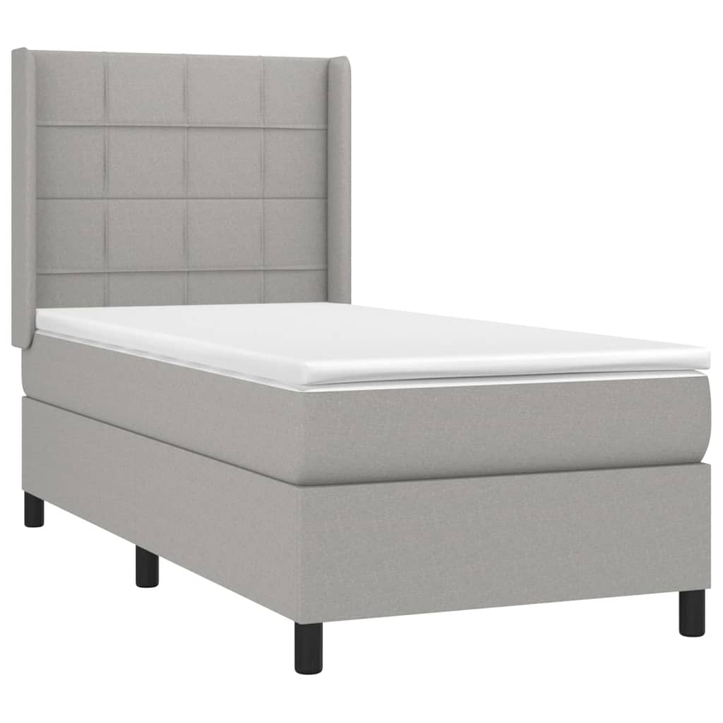 Sommier à lattes de lit et matelas Gris clair 90x190 cm Tissu - XIOS
