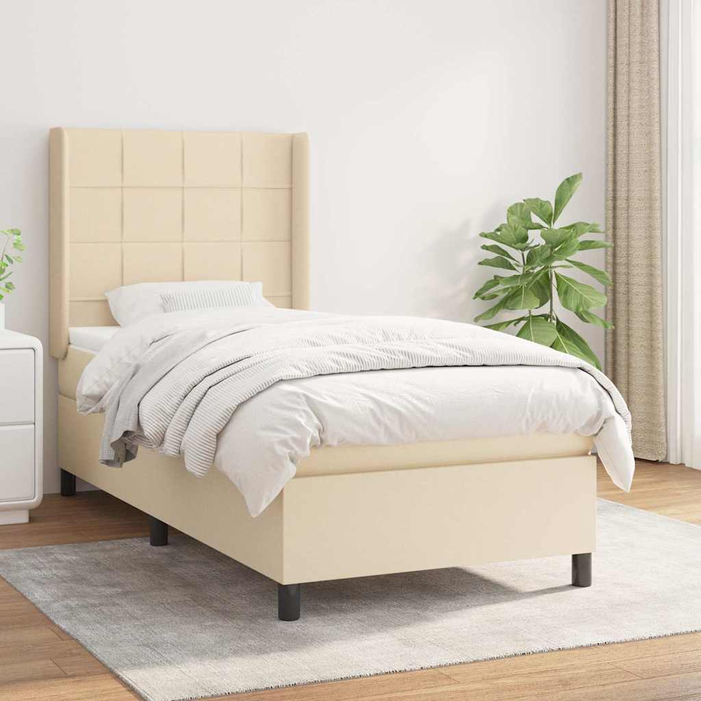 Sommier à lattes de lit avec matelas Crème 100x200 cm Tissu