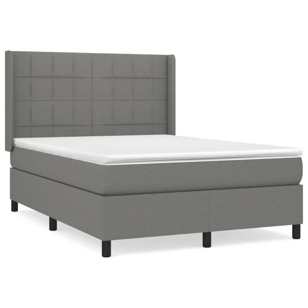 Sommier à lattes de lit avec matelas Gris foncé 140x190cm Tissu - XIOS