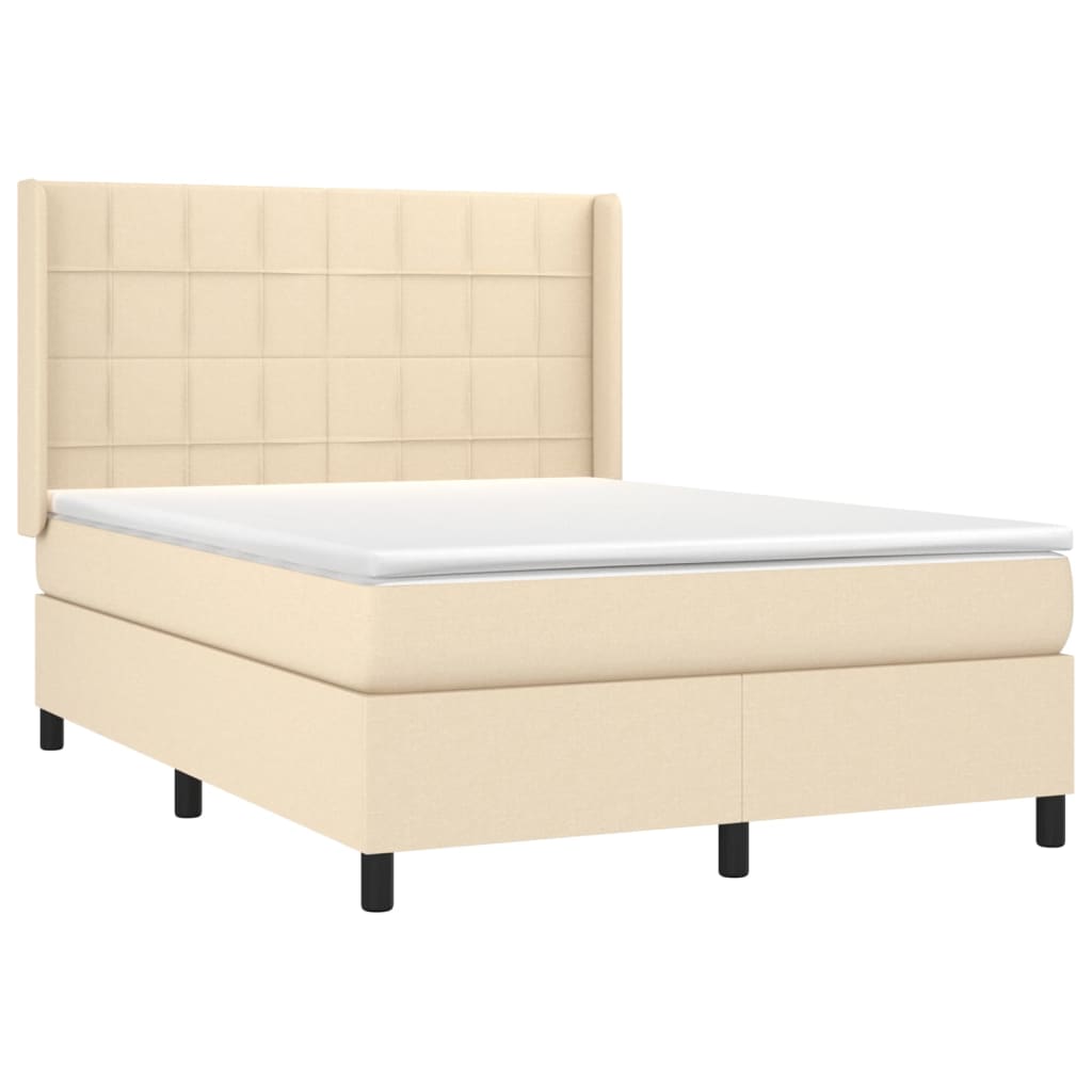 Sommier à lattes de lit avec matelas Crème 140x190 cm Tissu - XIOS