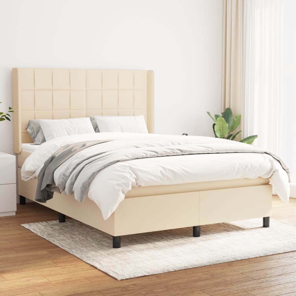Sommier à lattes de lit avec matelas Crème 140x190 cm Tissu - XIOS