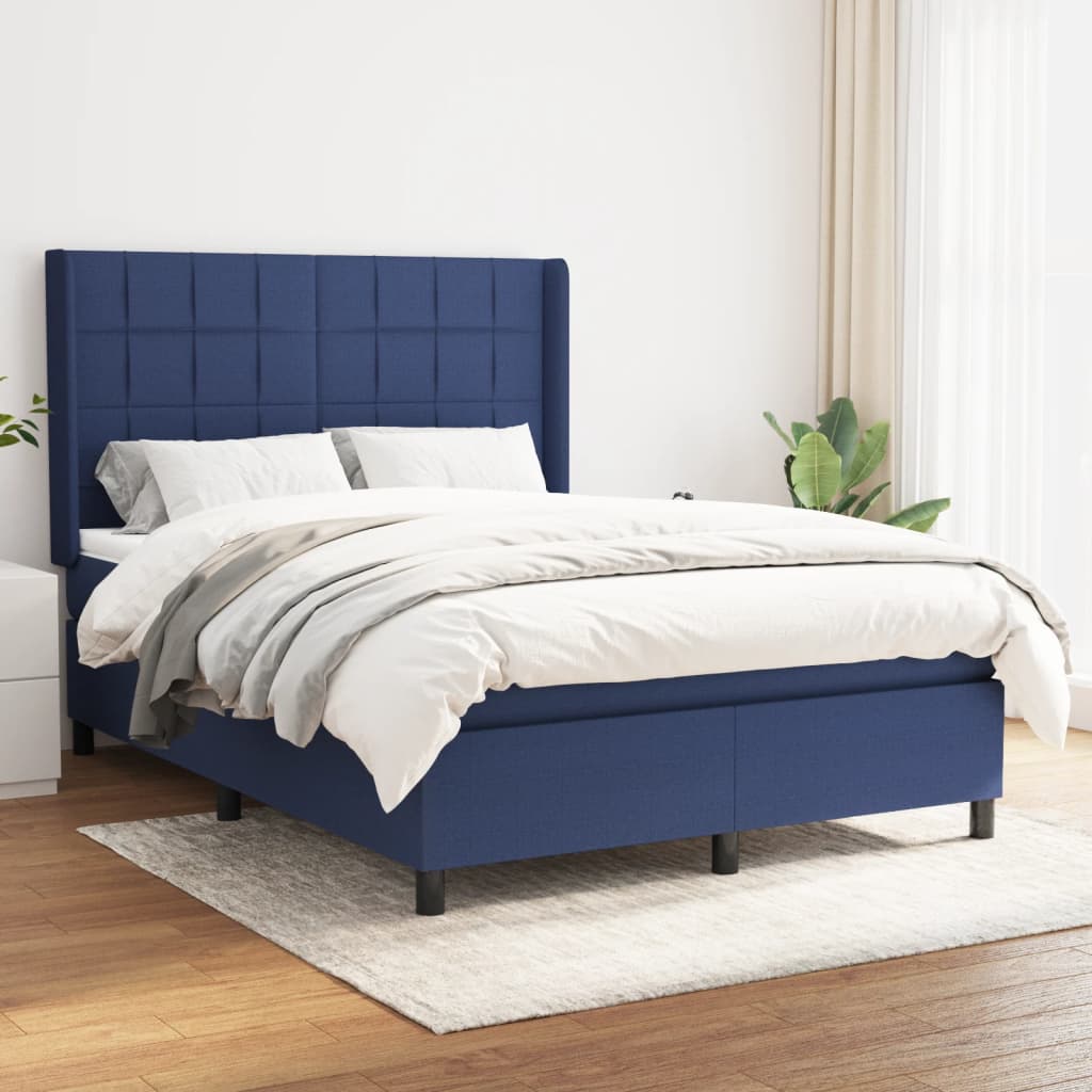 Sommier à lattes de lit avec matelas Bleu 140x190 cm Tissu - XIOS