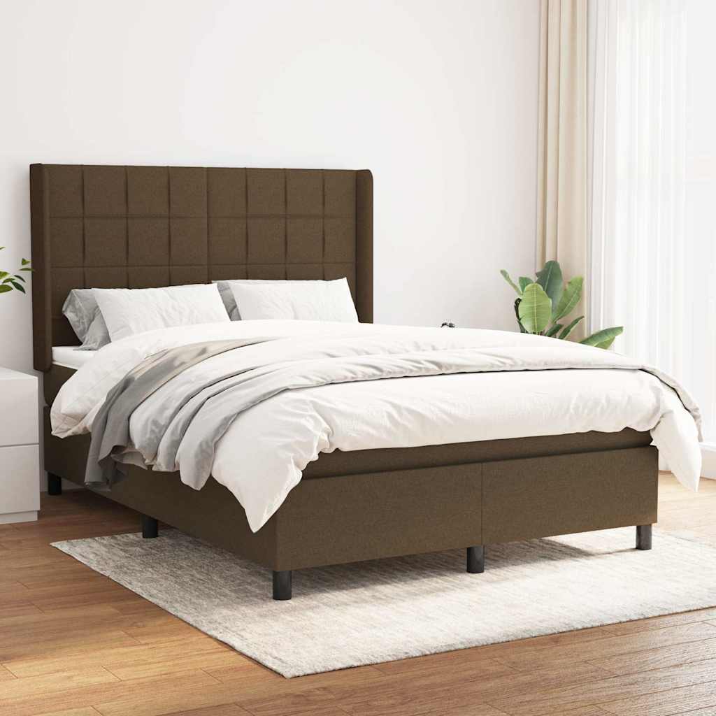 Sommier à lattes de lit avec matelas Marron foncé 140x200 cm