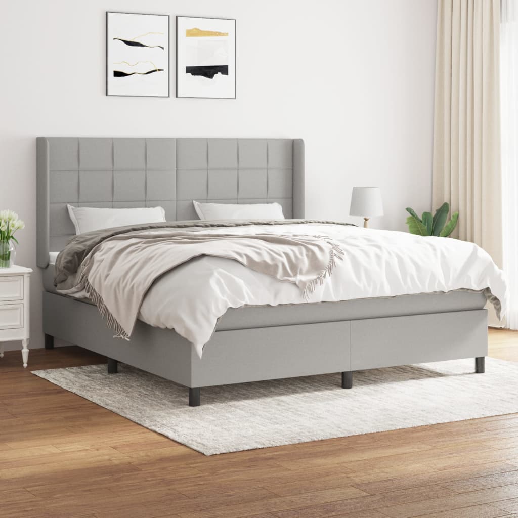 Sommier à lattes de lit avec matelas Gris clair 160x200cm Tissu - XIOS