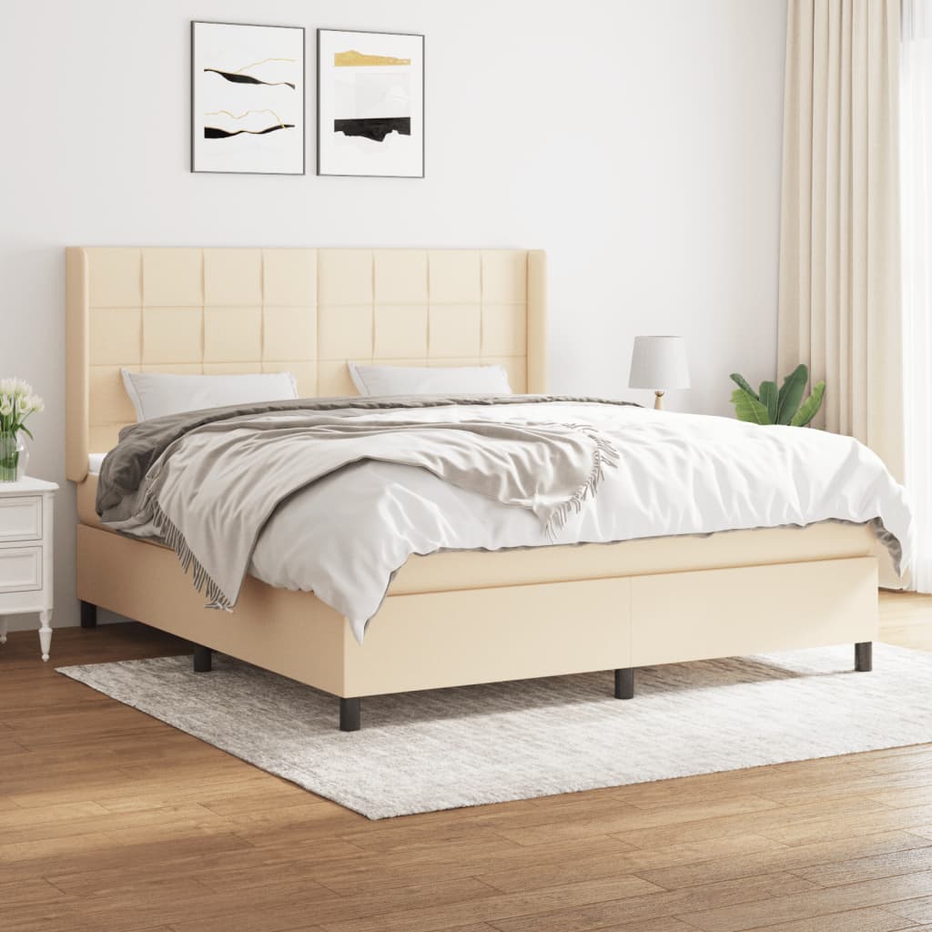 Sommier à lattes de lit avec matelas Crème 160x200 cm Tissu - XIOS
