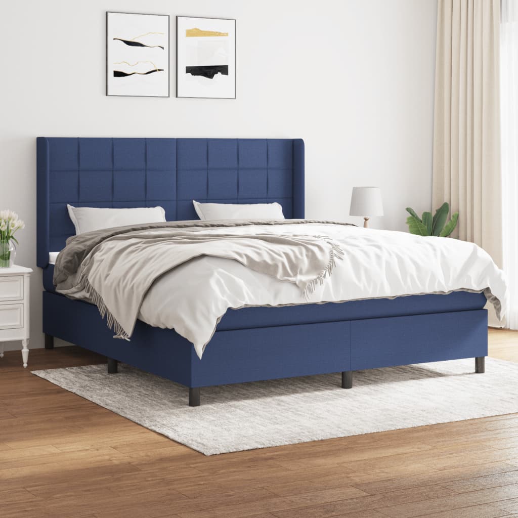 Sommier à lattes de lit avec matelas Bleu 160x200 cm Tissu - XIOS