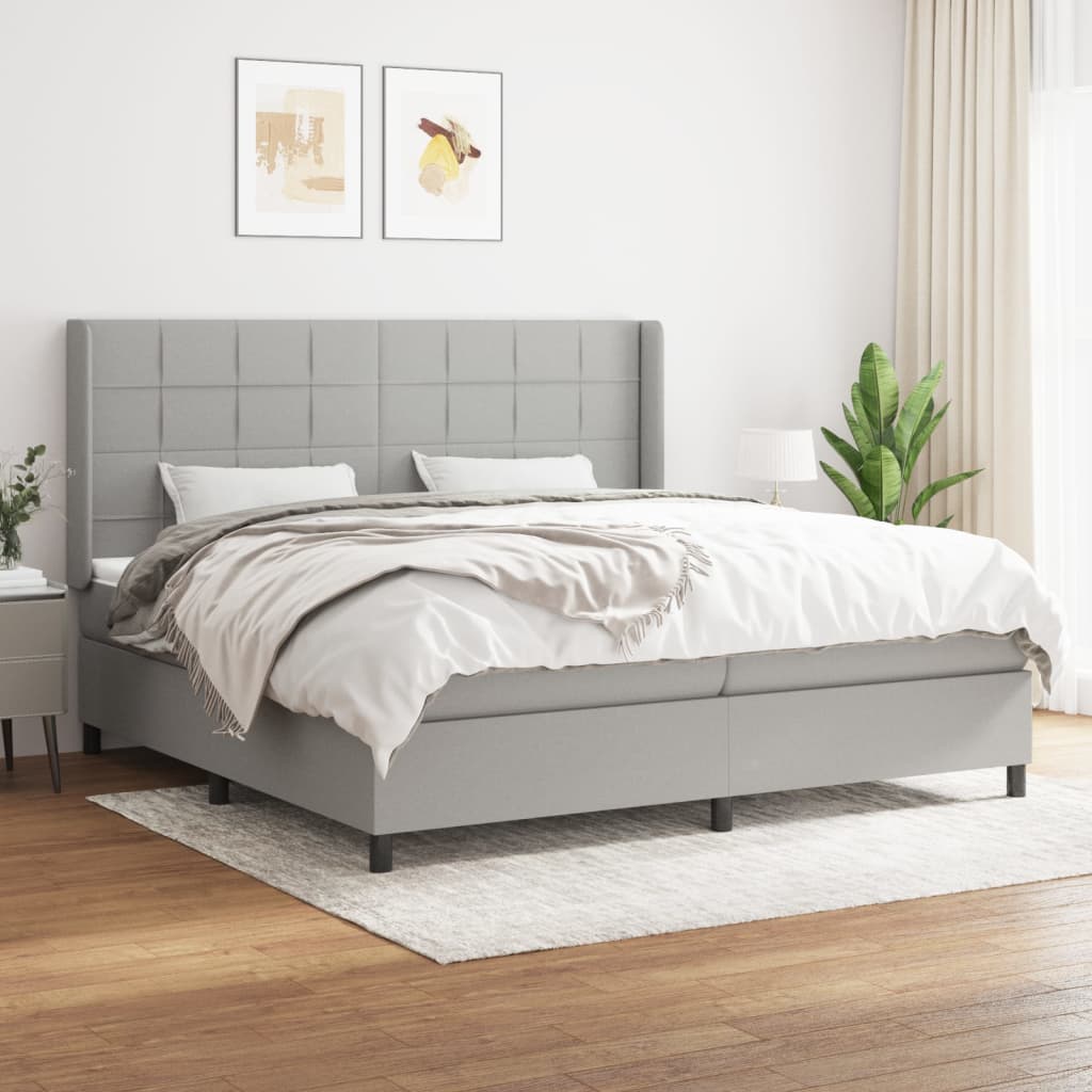 Sommier à lattes de lit avec matelas Gris clair 200x200cm Tissu - XIOS