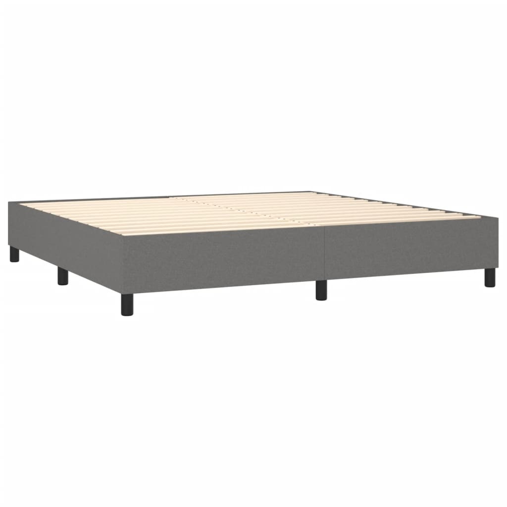 Sommier à lattes de lit avec matelas Gris foncé 200x200cm Tissu - XIOS