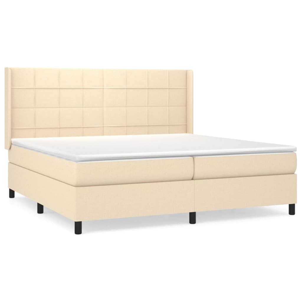 Sommier à lattes de lit avec matelas Crème 200x200 cm Tissu - XIOS
