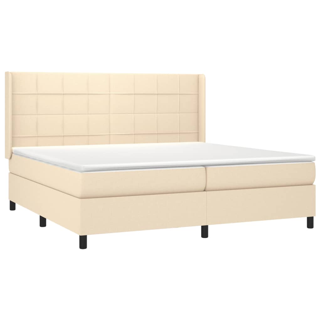 Sommier à lattes de lit avec matelas Crème 200x200 cm Tissu - XIOS