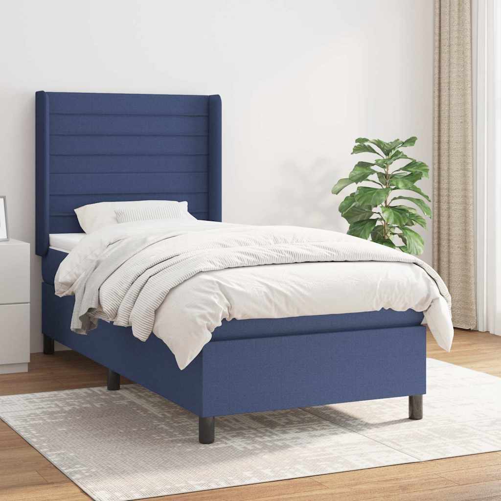 Sommier à lattes de lit avec matelas Bleu 80x200 cm Tissu