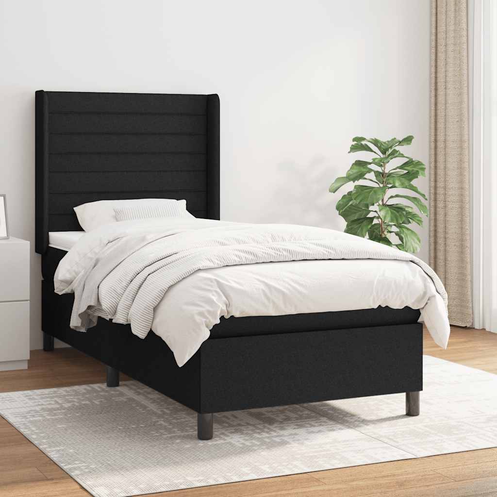 Sommier à lattes de lit avec matelas Noir 90x190 cm Tissu - XIOS