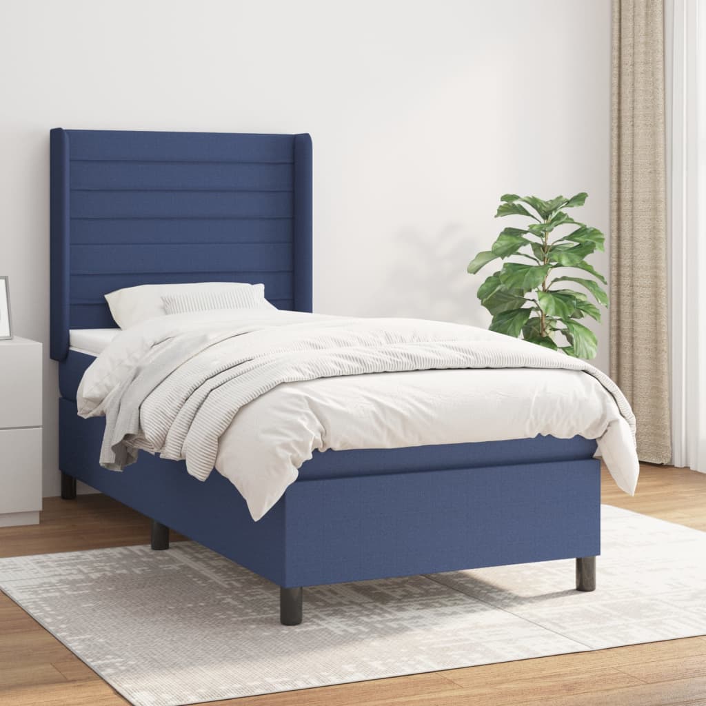 Sommier à lattes de lit avec matelas Bleu 90x190 cm Tissu - XIOS