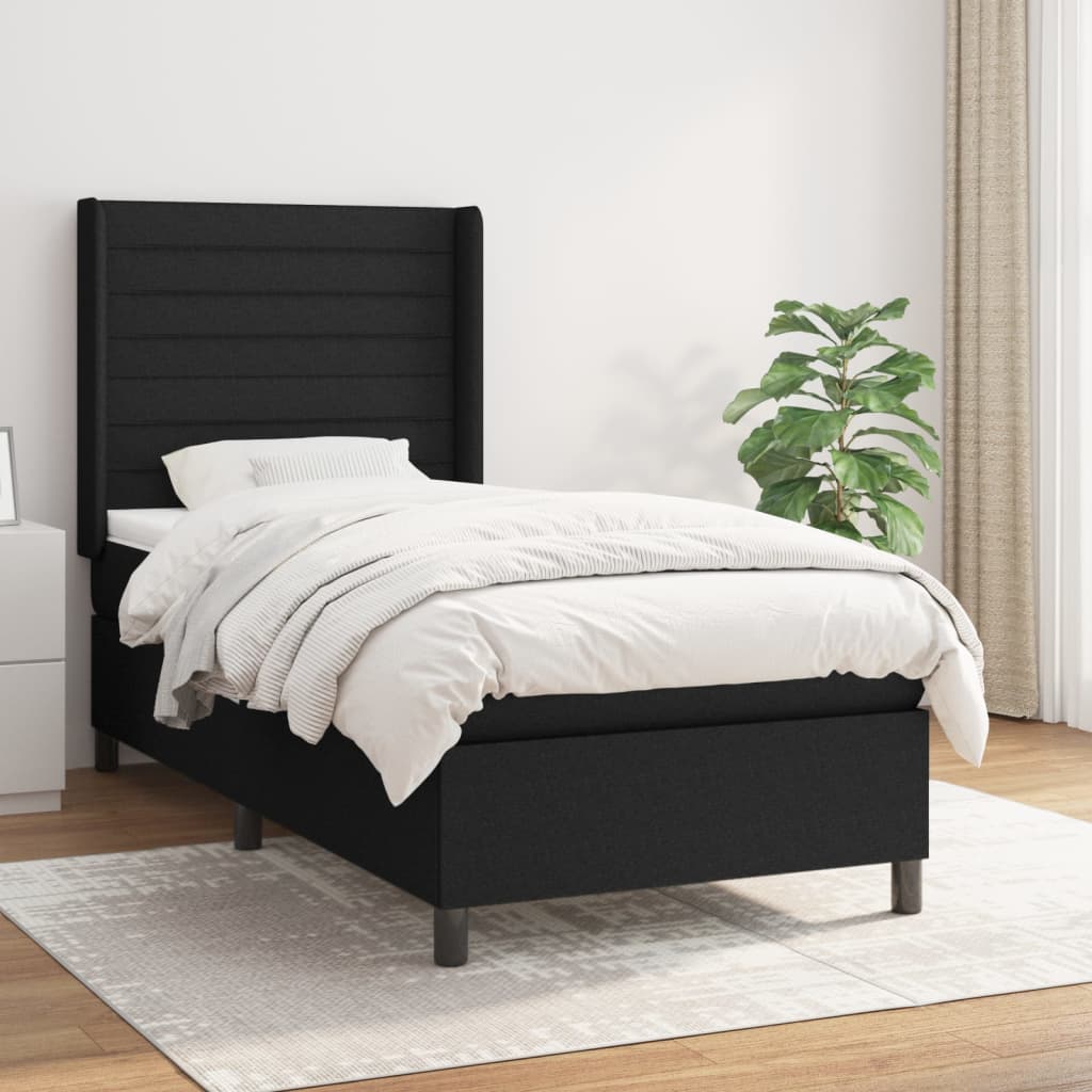 Sommier à lattes de lit avec matelas Noir 90x200 cm Tissu - XIOS