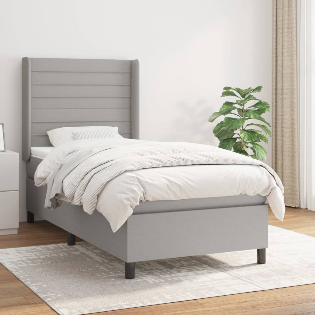Sommier à lattes de lit avec matelas Gris clair 100x200cm Tissu - XIOS