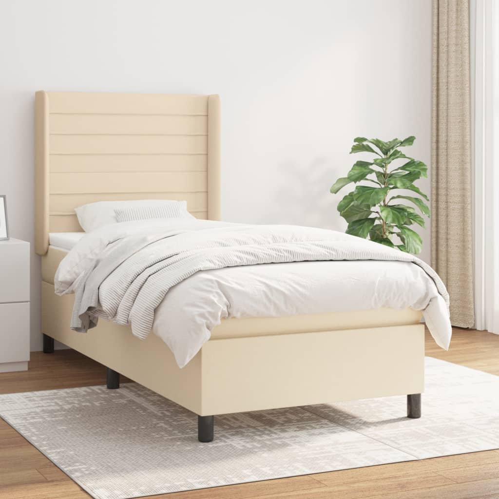 Sommier à lattes de lit avec matelas Crème 100x200 cm Tissu - XIOS