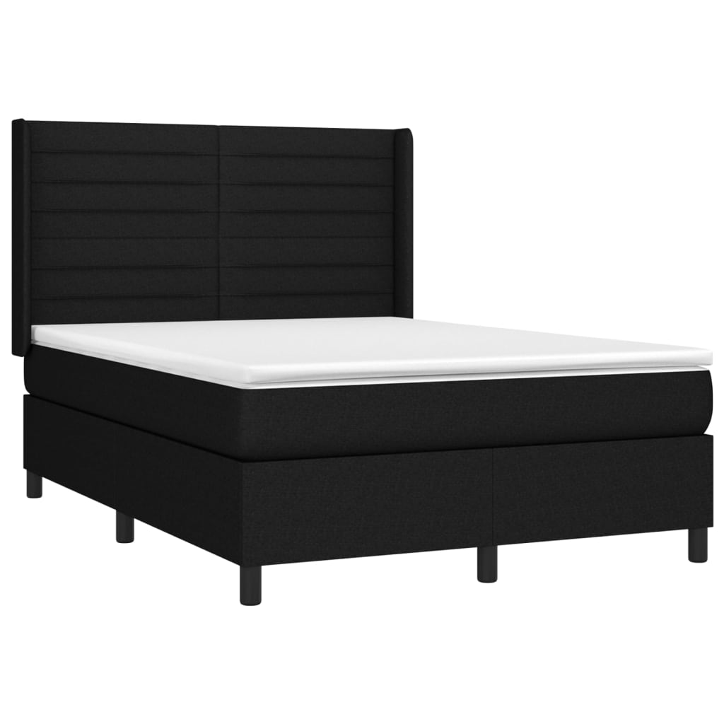 Sommier à lattes de lit avec matelas Noir 140x190 cm Tissu - XIOS