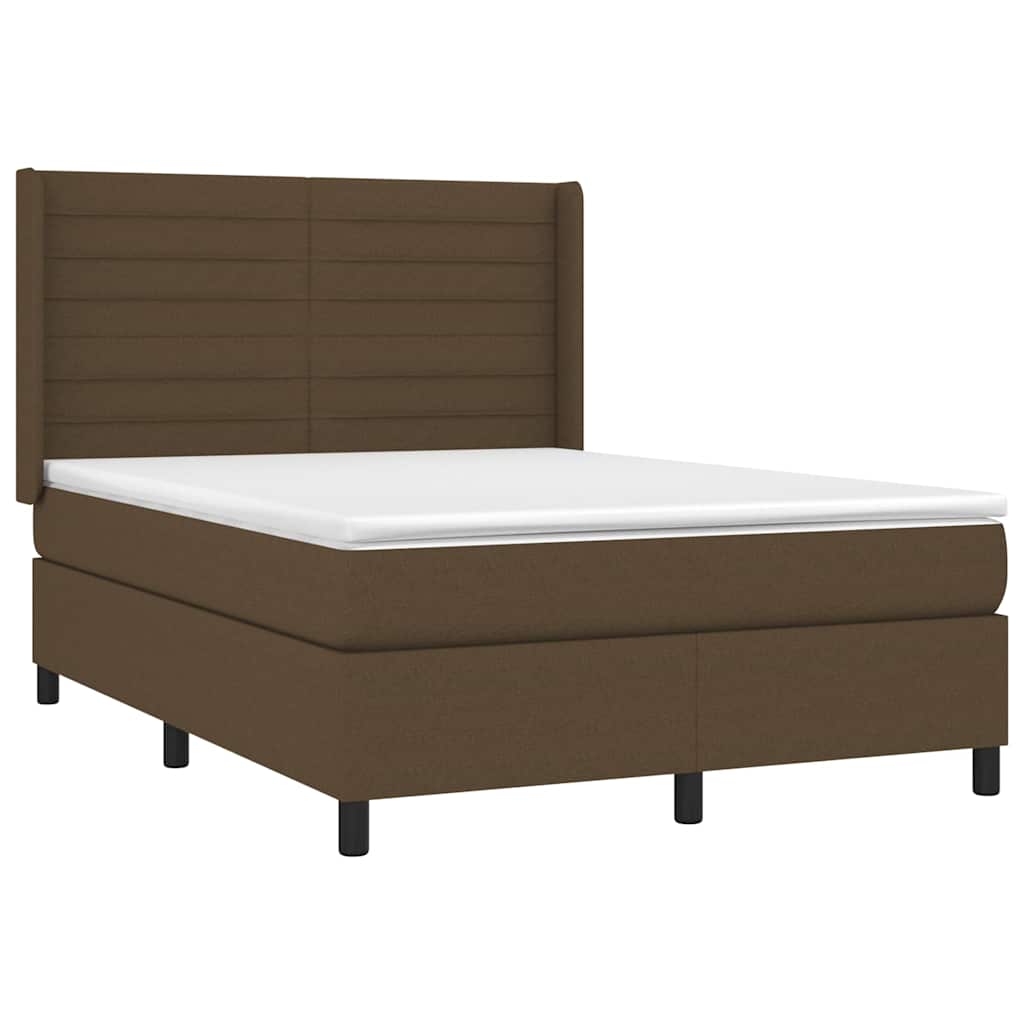 Sommier à lattes de lit avec matelas Marron foncé 140x190 cm