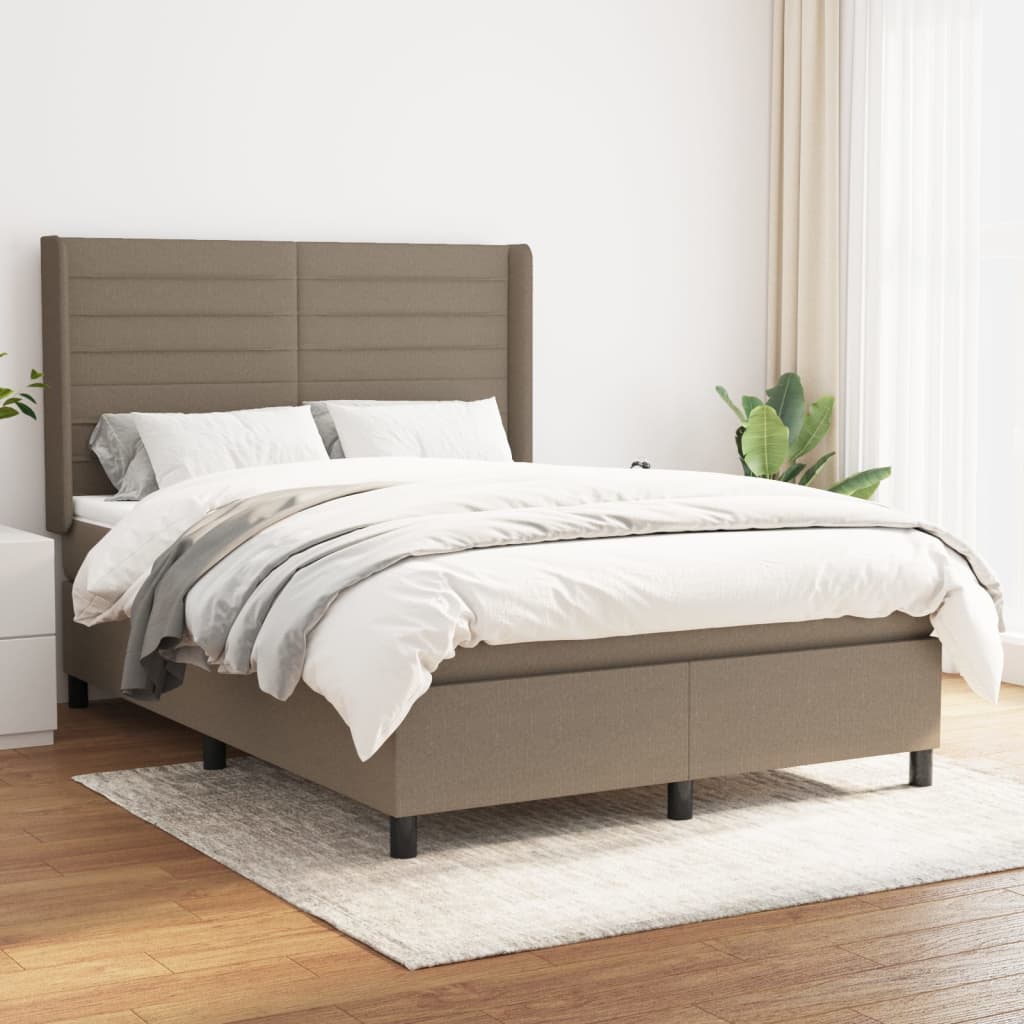 Sommier à lattes de lit avec matelas Taupe 140x190 cm Tissu - XIOS