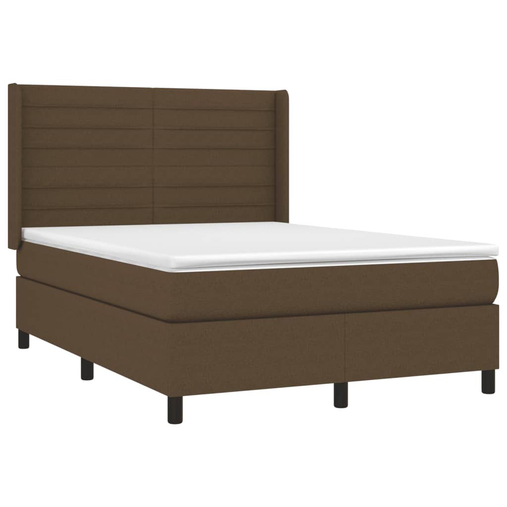 Sommier à lattes de lit avec matelas Marron foncé 140x200 cm