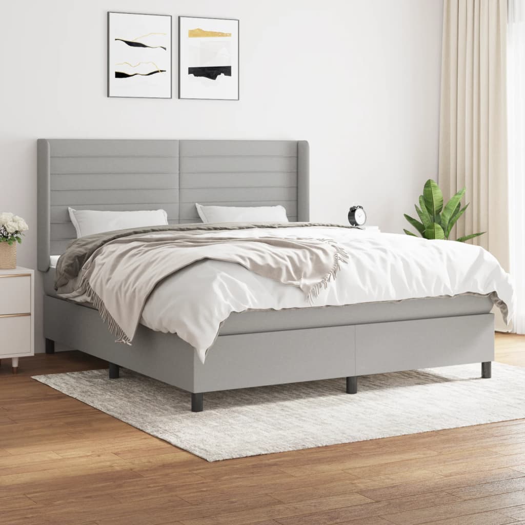 Sommier à lattes de lit avec matelas Gris clair 160x200cm Tissu - XIOS