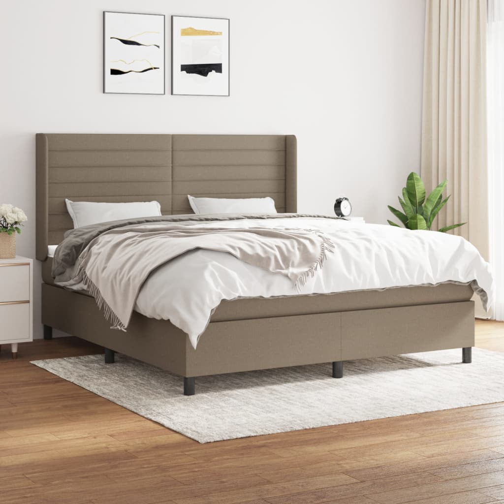 Sommier à lattes de lit avec matelas Taupe 160x200 cm Tissu - XIOS